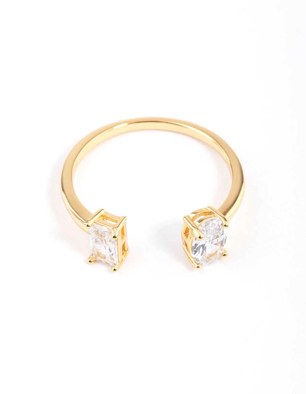 Gold Sterling Plated Double Statement Cubic Zirconia Ring