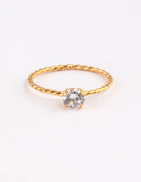Gold Sterling Plated Cubic Zirconia Twist Engagement Ring - link has visual effect only
