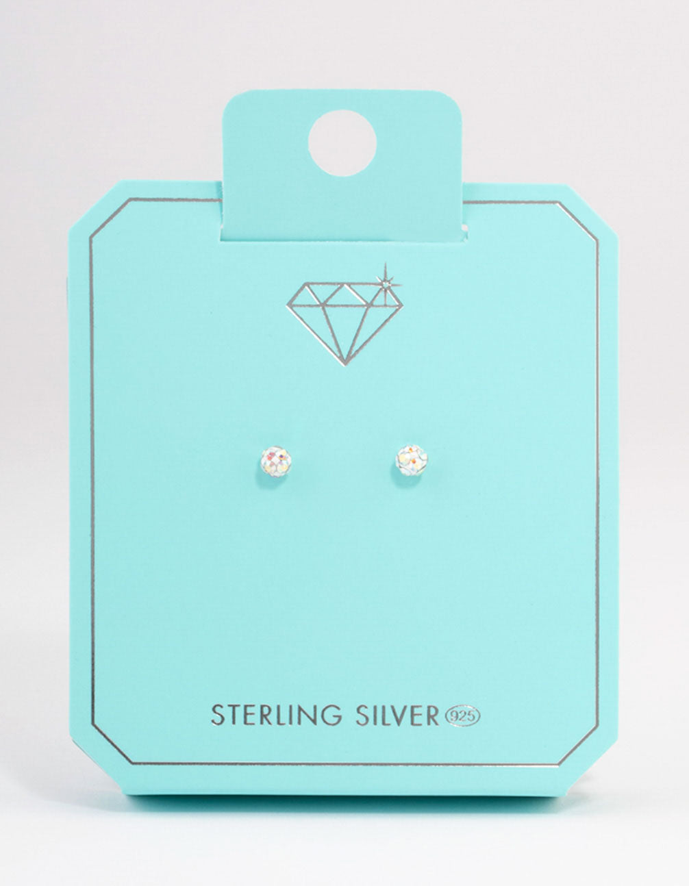 Sterling Silver 4mm Pave Ball Stud Earrings
