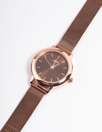 Rose Gold Small Black Simple Mesh Watch - link has visual effect only