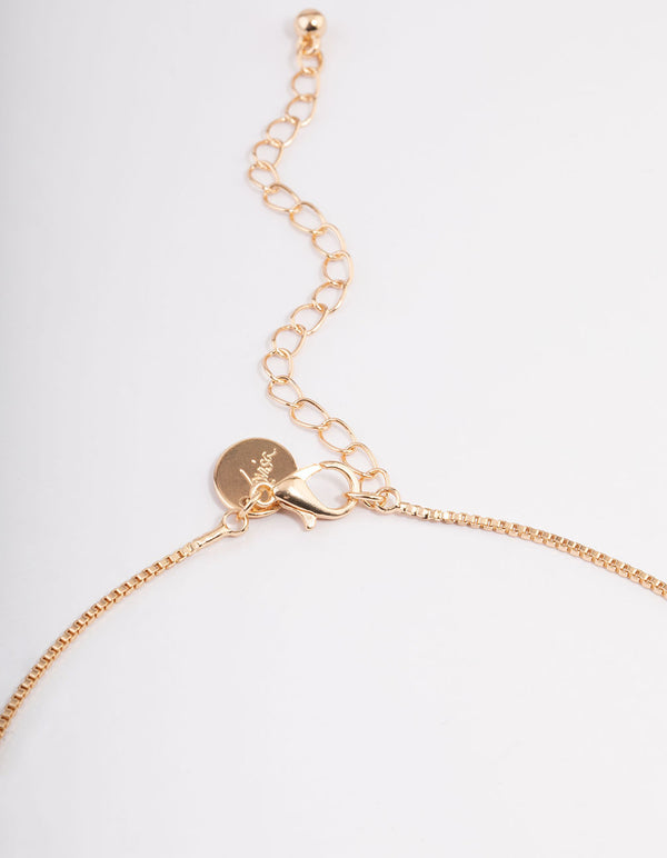 Gold Cubic Zirconia Y-Neck Earrings & Necklace Set