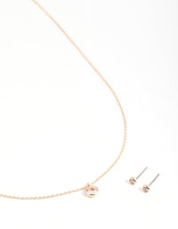 Gold Cubic Zirconia Bezel Earrings & Necklace Set - link has visual effect only