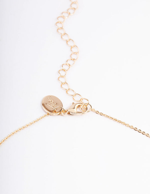 Gold Cubic Zirconia Solitaire Earrings & Necklace Set