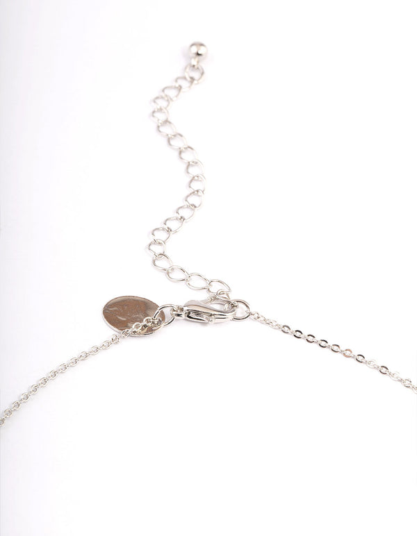 Silver Cubic Zirconia Oval Halo Earrings & Necklace Set