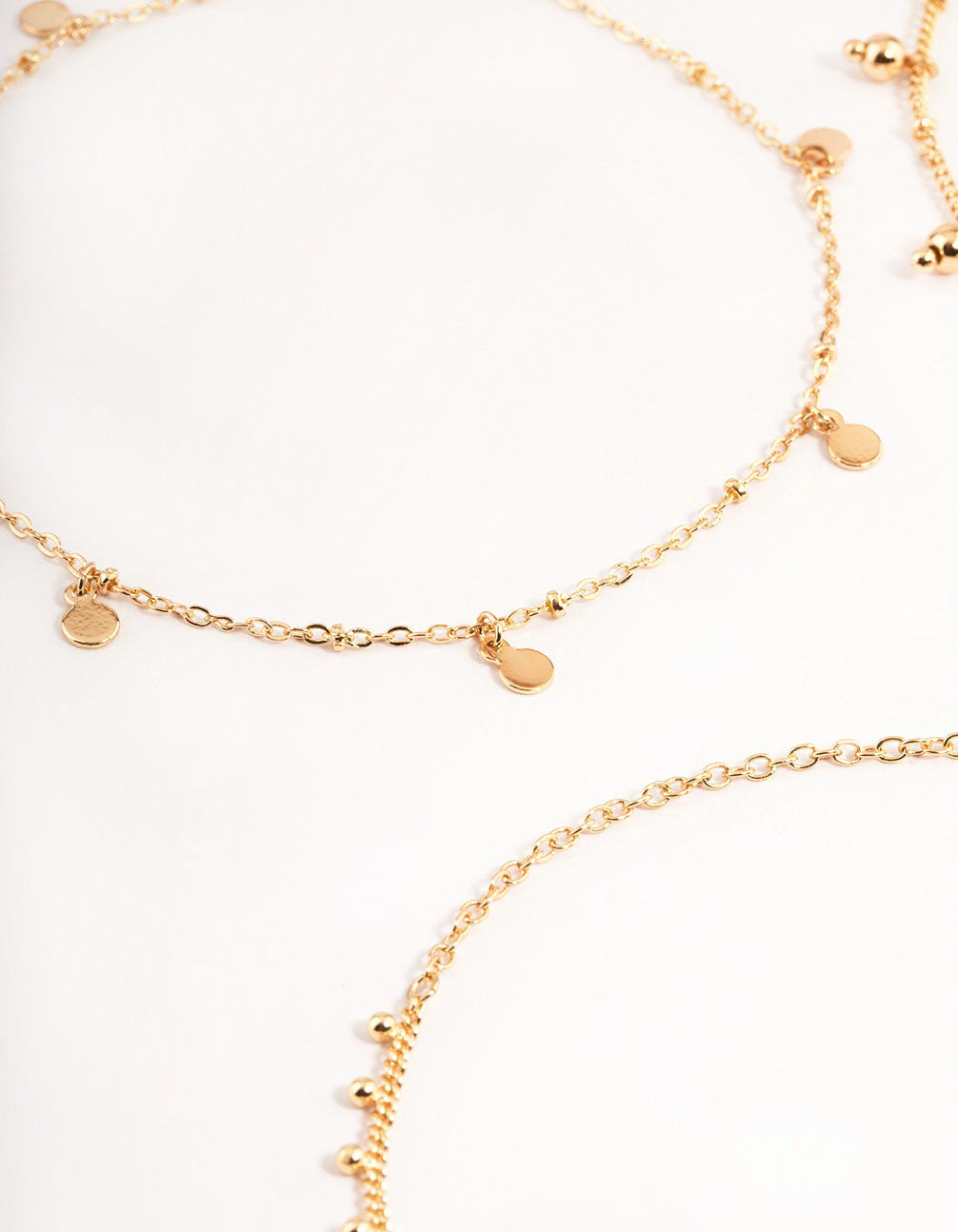 Gold Four Layer Ball Drop Anklet