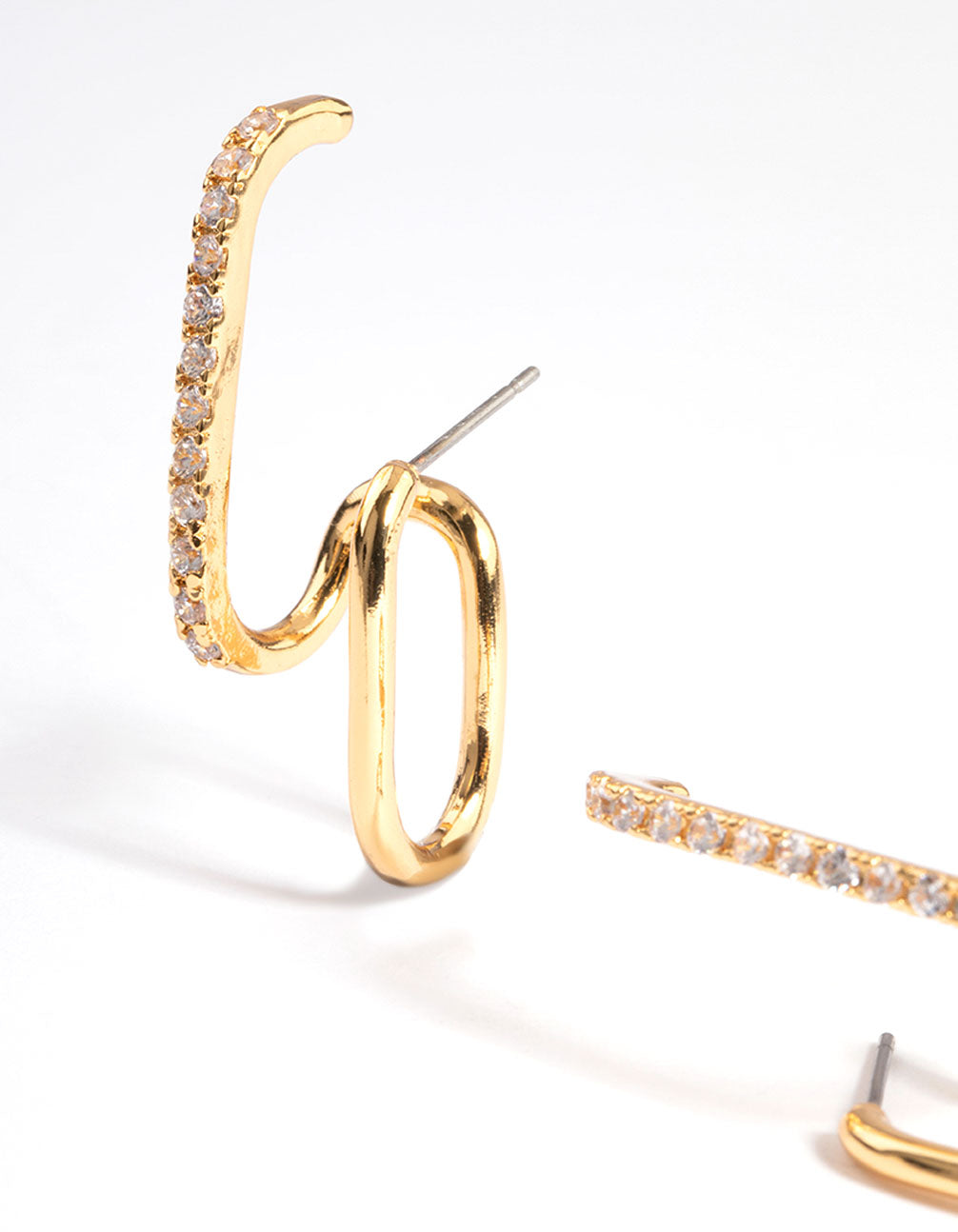 Gold Plated Cubic Zirconia Illusion Cuff Hoop Earrings