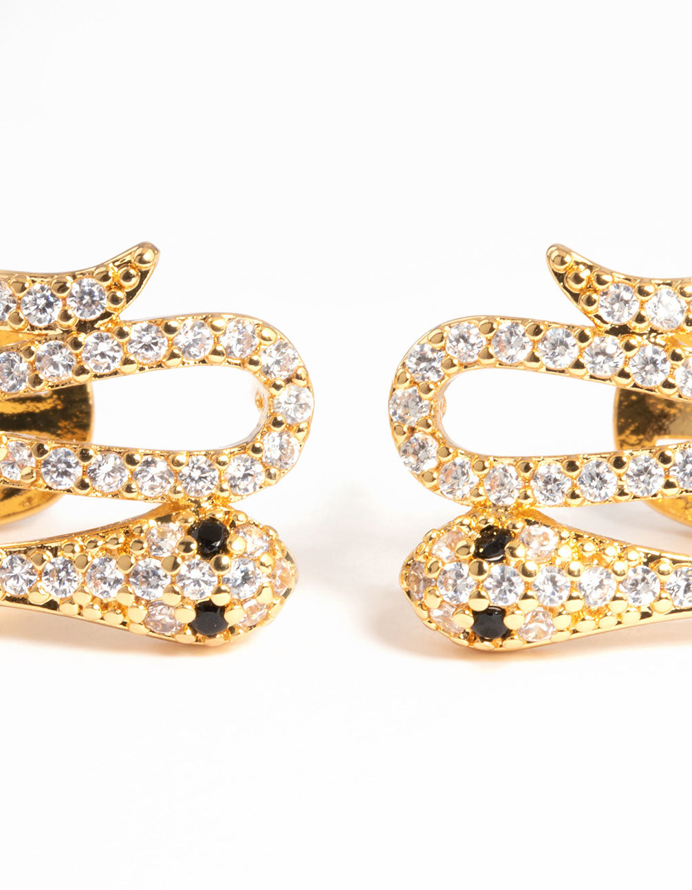 Gold Plated Snake Diamante Triple Cuff Hoop Earrings