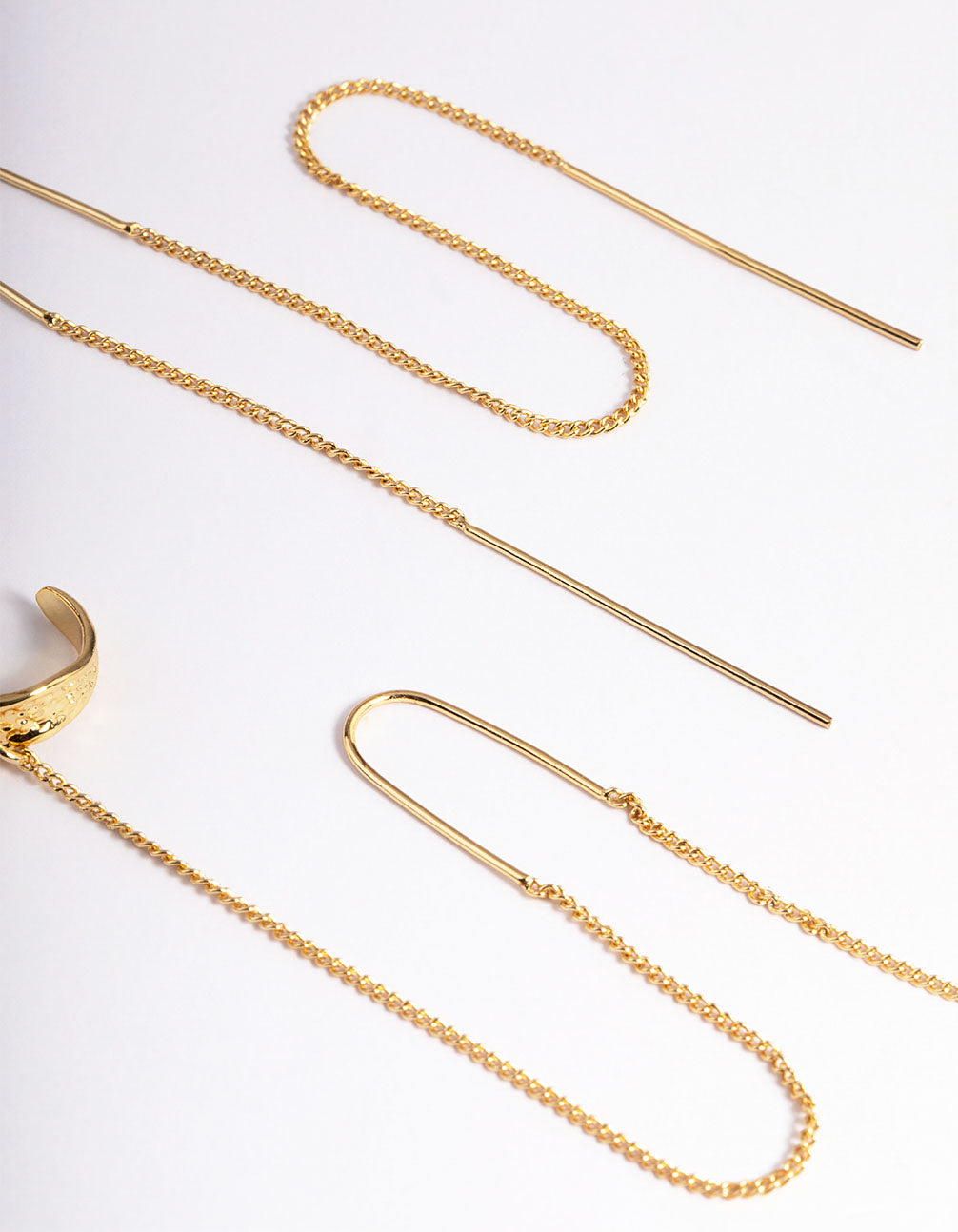 Gold Plated Fine Thread Through Cuff Earrings