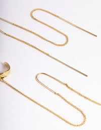 Gold Plated Fine Thread Through Cuff Earrings - link has visual effect only
