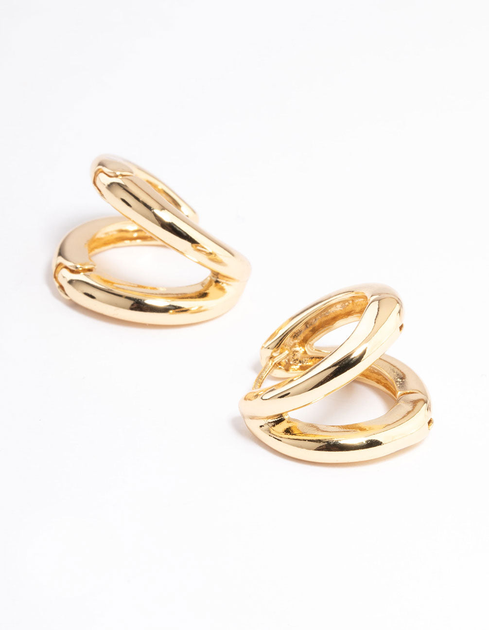 Gold Plated Double Layer Huggie Earrings