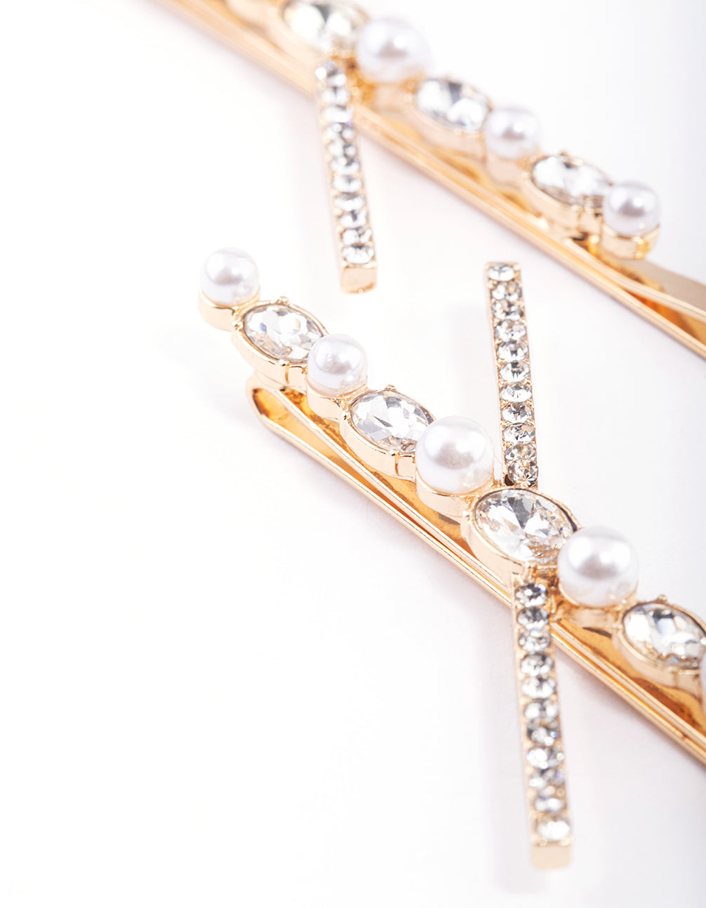 Gold Cross Pearl Hair Slide Pack