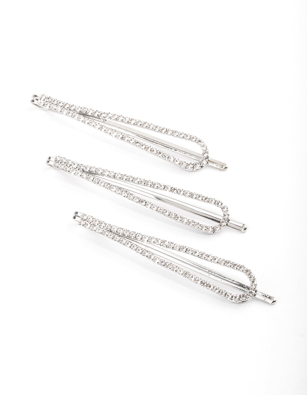 Silver Diamante Slide Clips Pack
