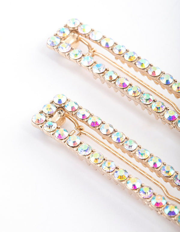 Gold Rectangle Cupchain Hair Clips Pack