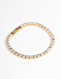 Waterproof Gold Plated Stainless Steel Diamante Tennis Bracelet - link has visual effect only