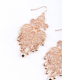 Rose Gold Statement Filigree Tassel Drop Earrings - link has visual effect only