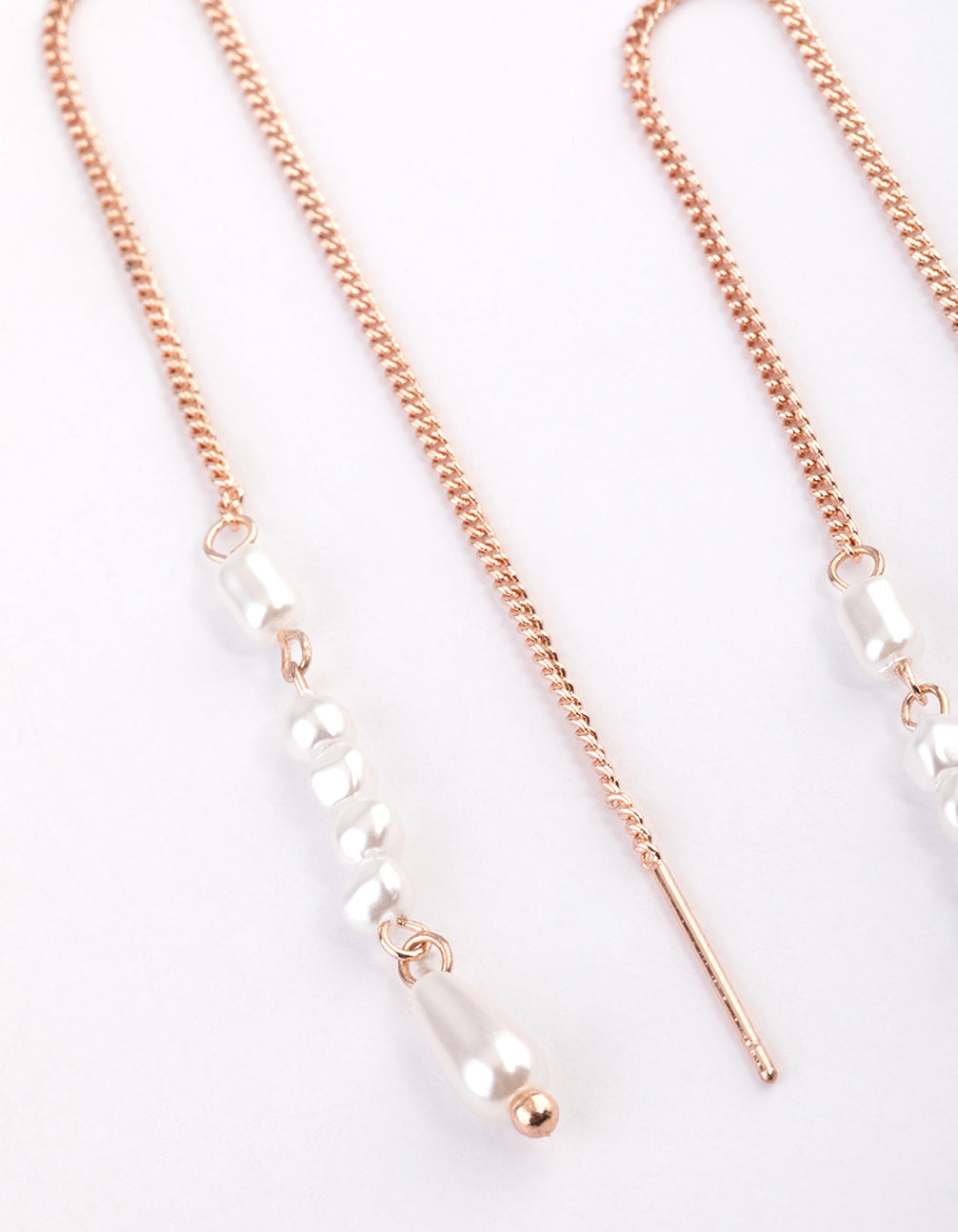Rose Gold Pearly Thread Through Earrings