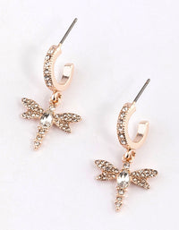 Rose Gold Diamante Dragonfly Huggie Earrings - link has visual effect only