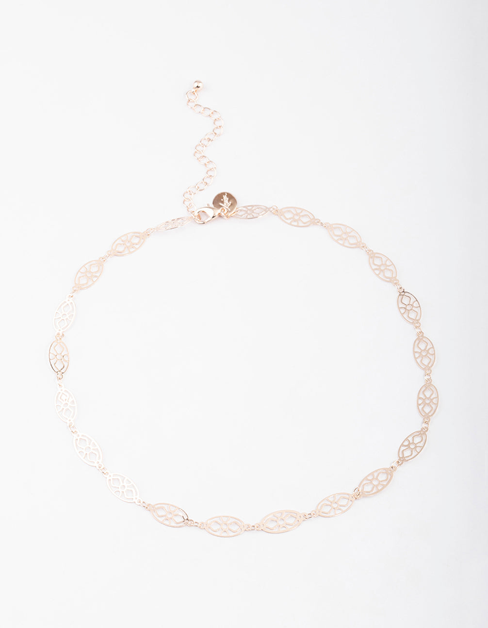 Rose Gold Filigree Oval Necklace