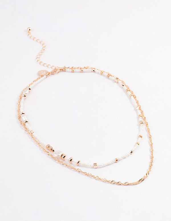 Rose Gold Beaded Layered Choker