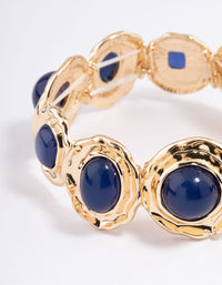 Gold Large Hammered Circle Stone Bracelet - link has visual effect only