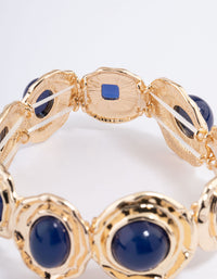 Gold Large Hammered Circle Stone Bracelet - link has visual effect only