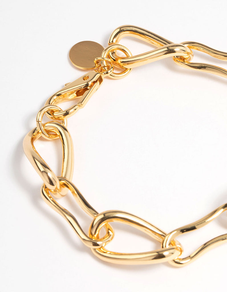 Gold Plated Brass Irregular Link Chain Bracelet - Lovisa