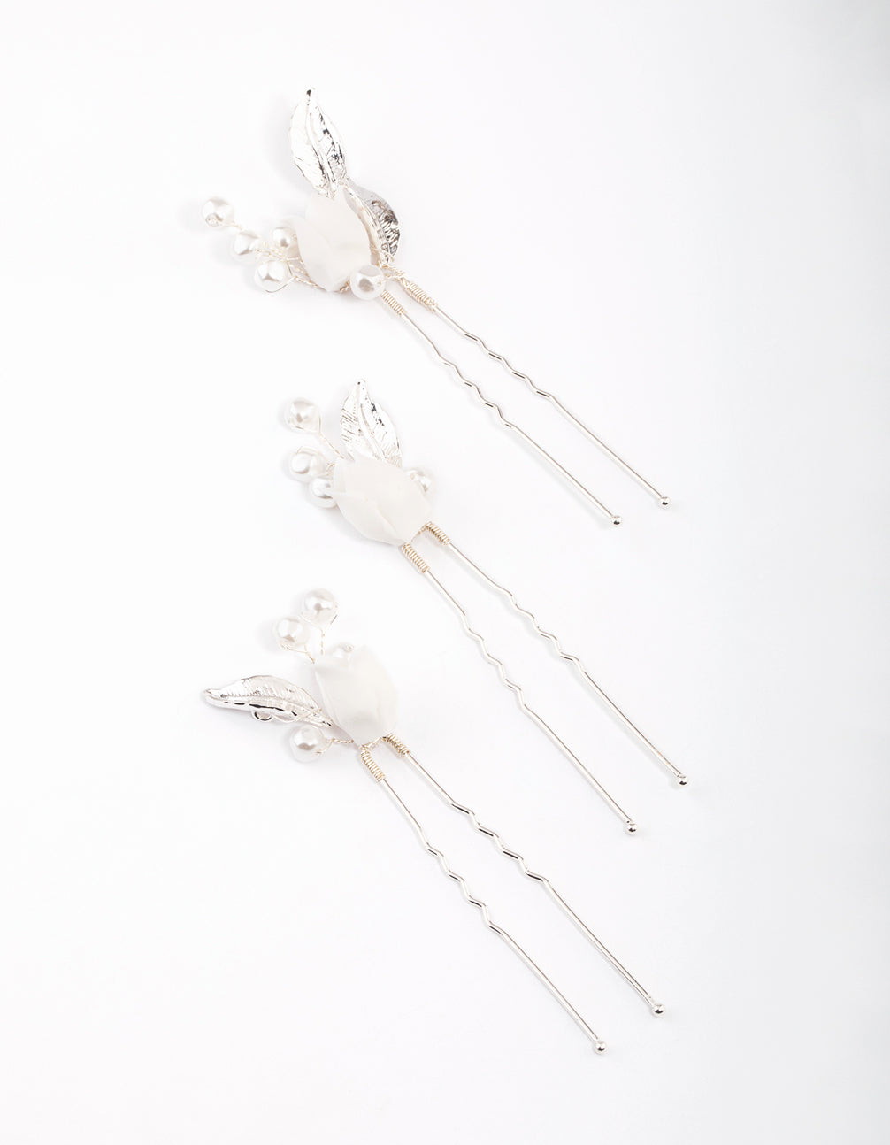 Silver Pearl Tulip Hair Pins Pack