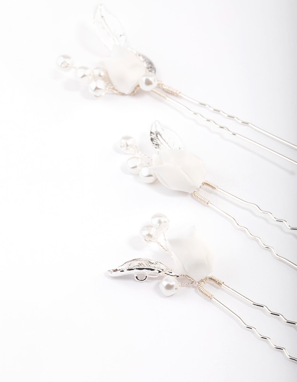 Silver Pearl Tulip Hair Pins Pack