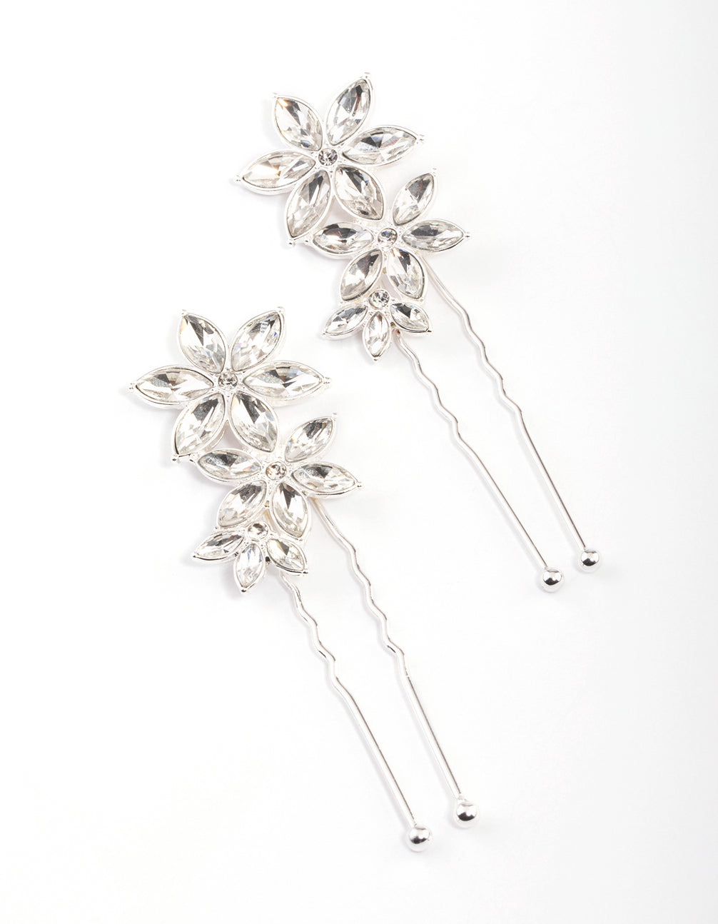 Gold Crystal Flower Hair Pin Pack