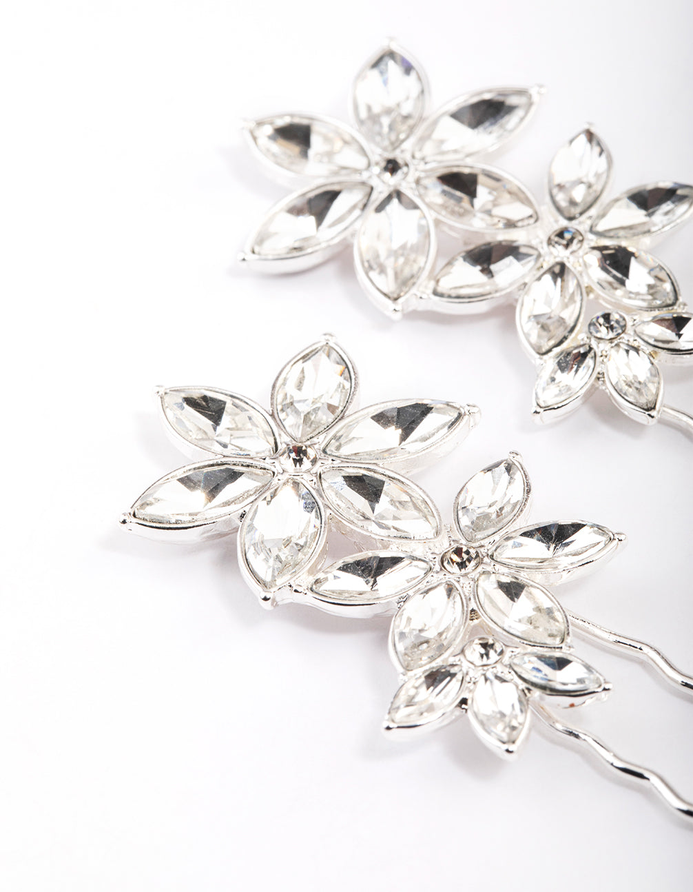 Gold Crystal Flower Hair Pin Pack