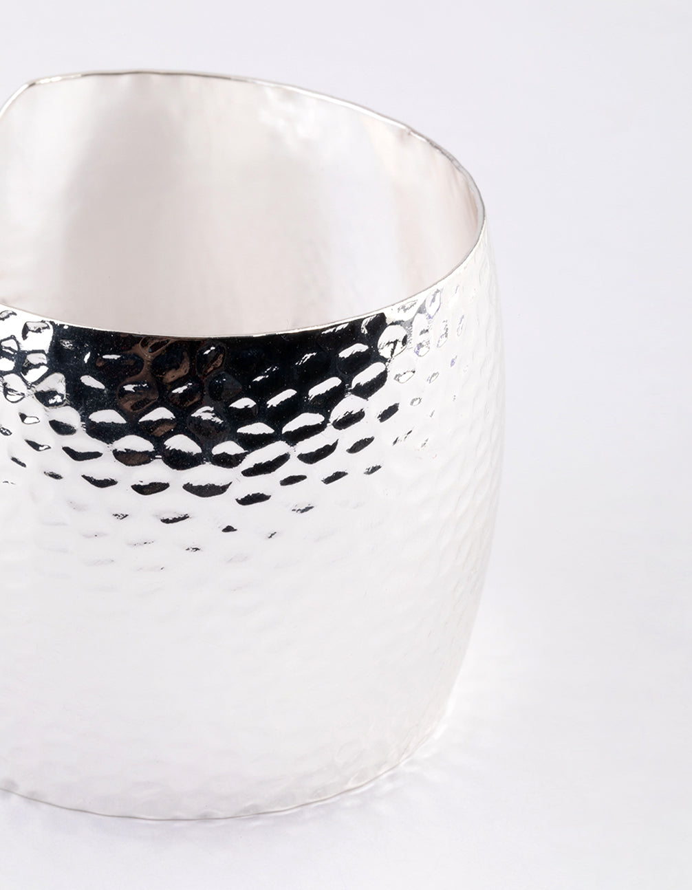 Silver Hammered Textured Wide Wrist Cuff