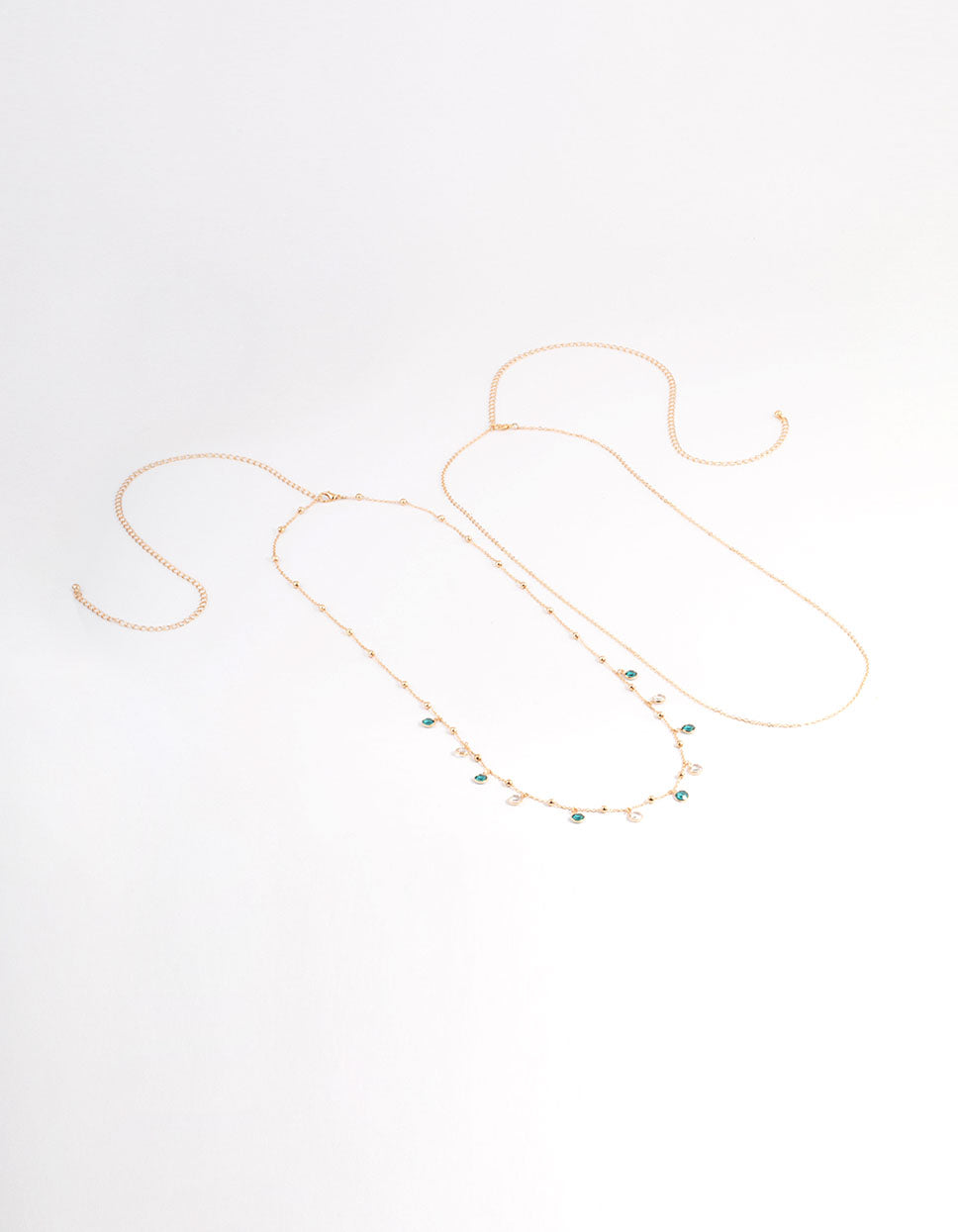 Gold Double Row Mixed Diamante Waistchain