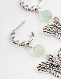 Antique Silver Aventurine Butterfly Hoop Earrings - link has visual effect only