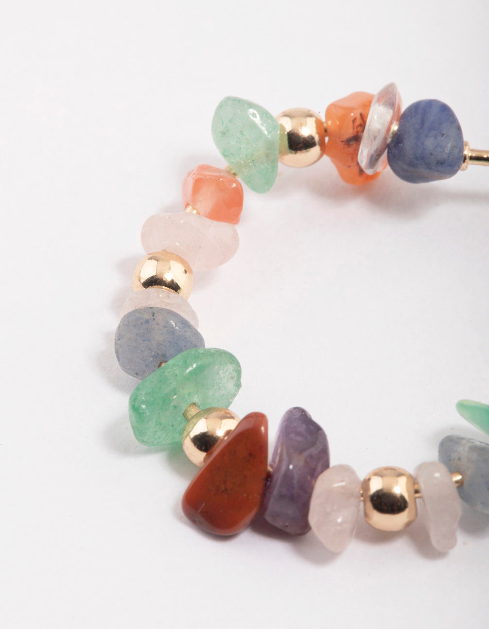 Gold Semi-Precious Stone Hoop Earrings