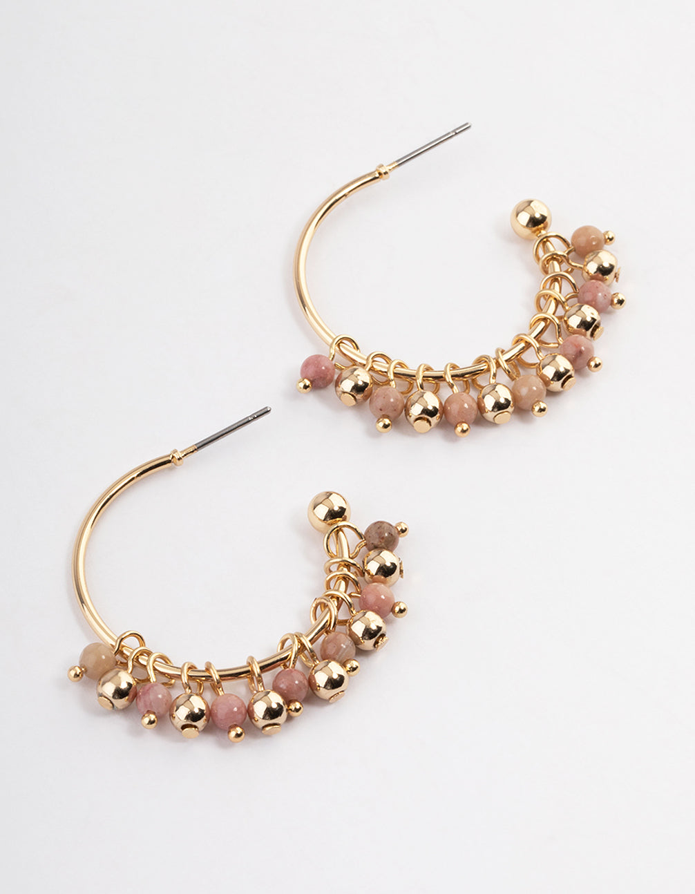 Gold Rhodochrosite Cluster Earrings
