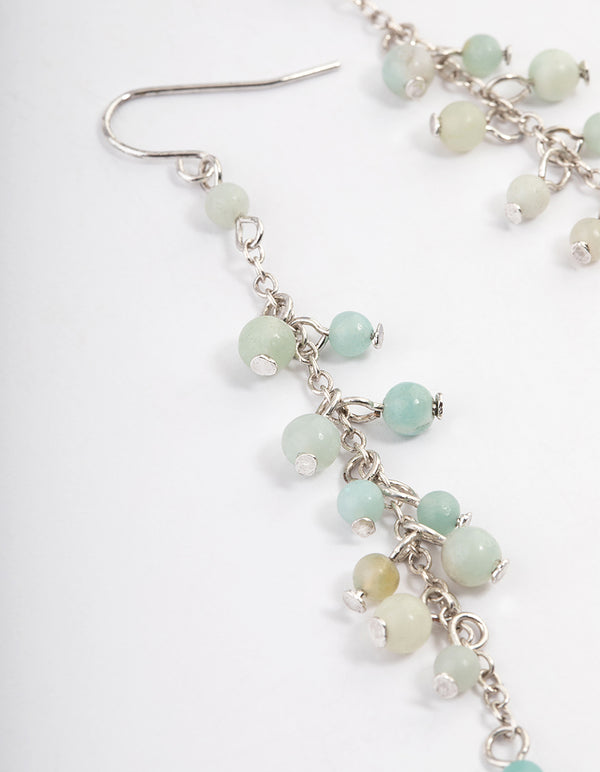 Antique Silver Amazonite Chain Drop Earrings