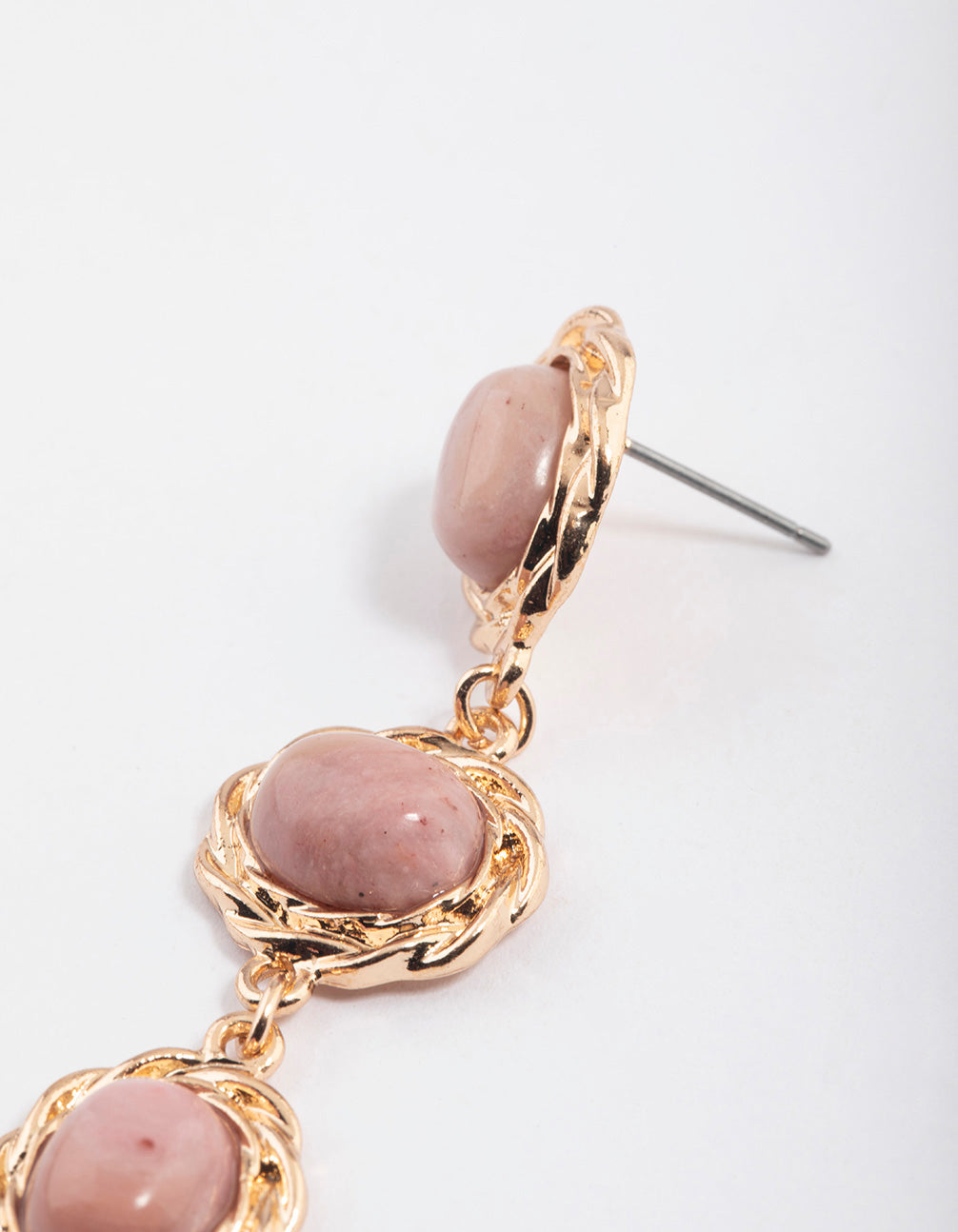 Gold Rhodonite Rope Detail Earrings