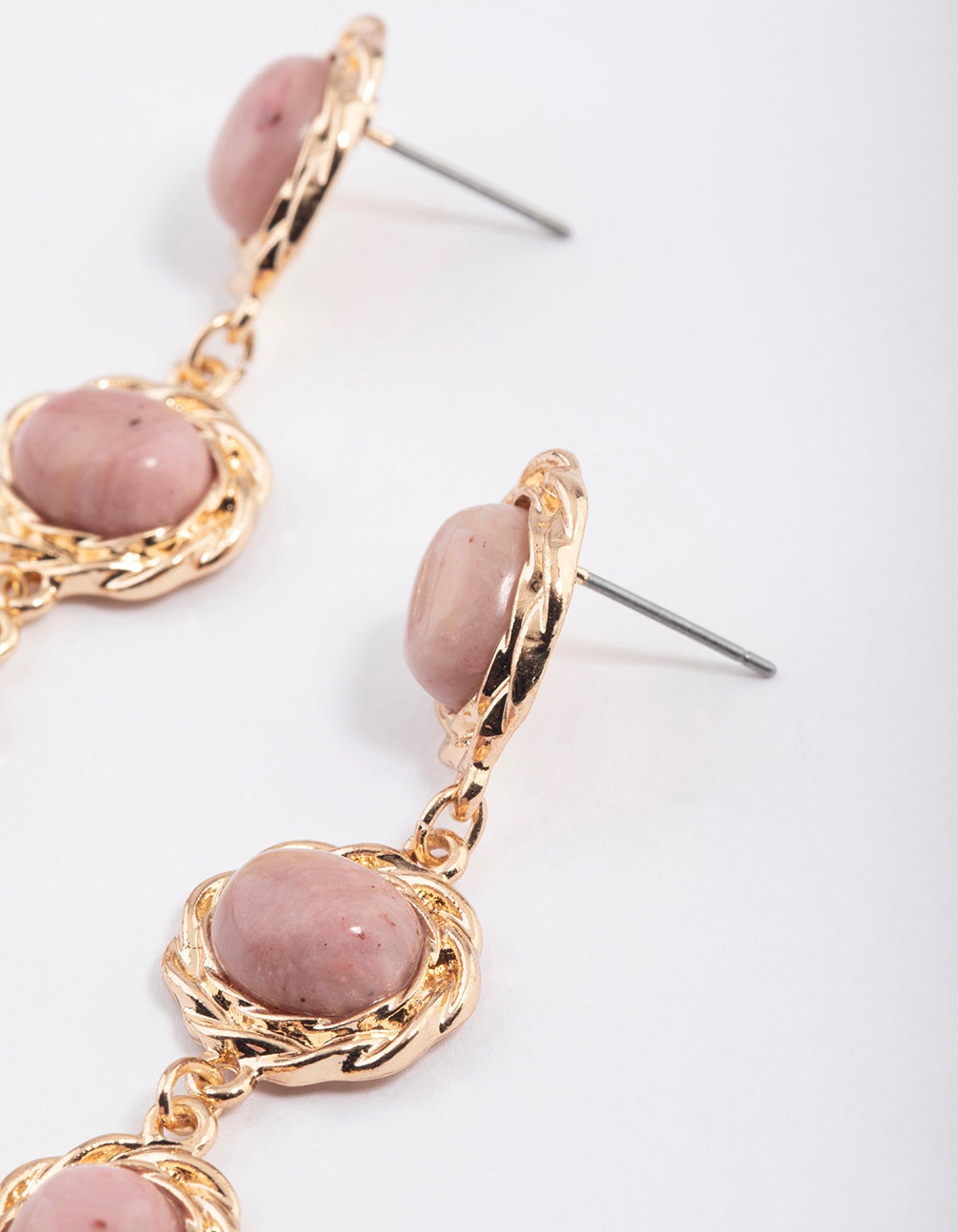 Gold Rhodonite Rope Detail Earrings