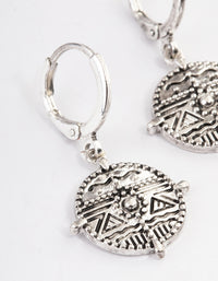 Antique Silver Flat Coin Hoop Earrings - link has visual effect only