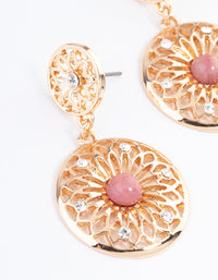 Gold Rhodonite Disc Drop Earrings - link has visual effect only
