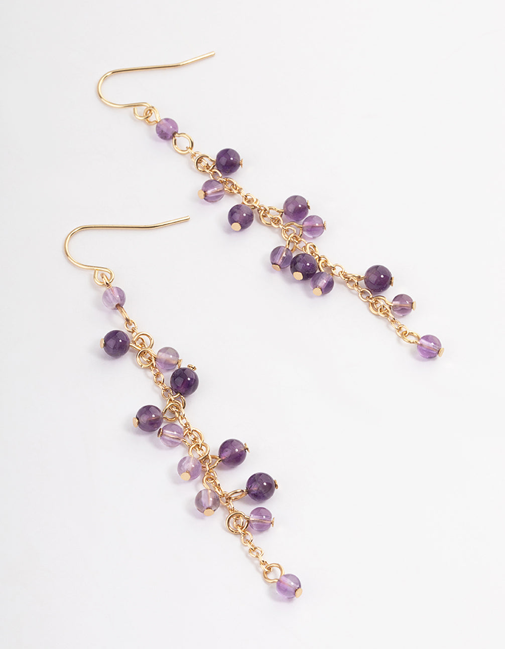Gold Amethyst Chain Drop Earrings