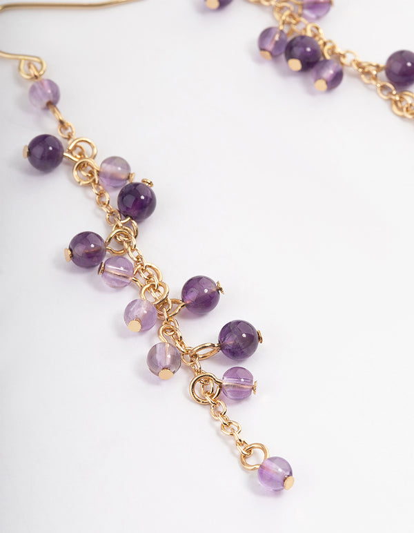Gold Amethyst Chain Drop Earrings