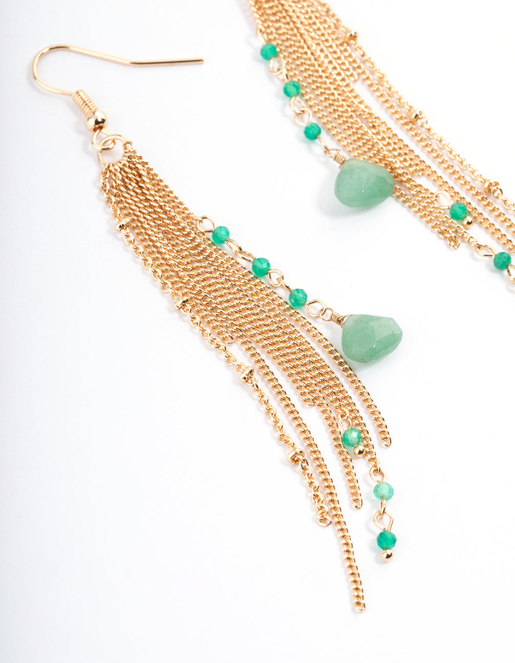 Gold Aventurine Chain Drop Earrings