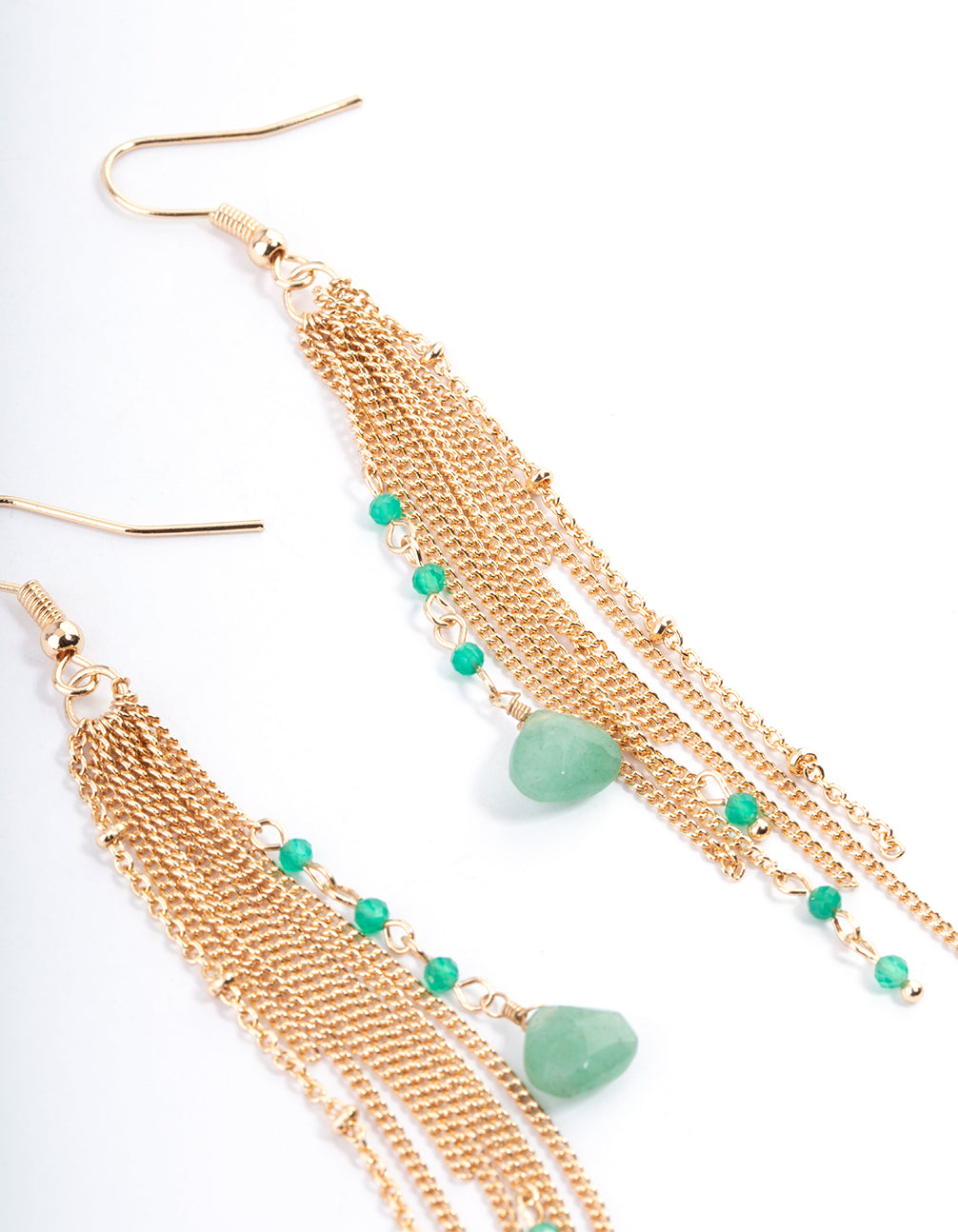 Gold Aventurine Chain Drop Earrings