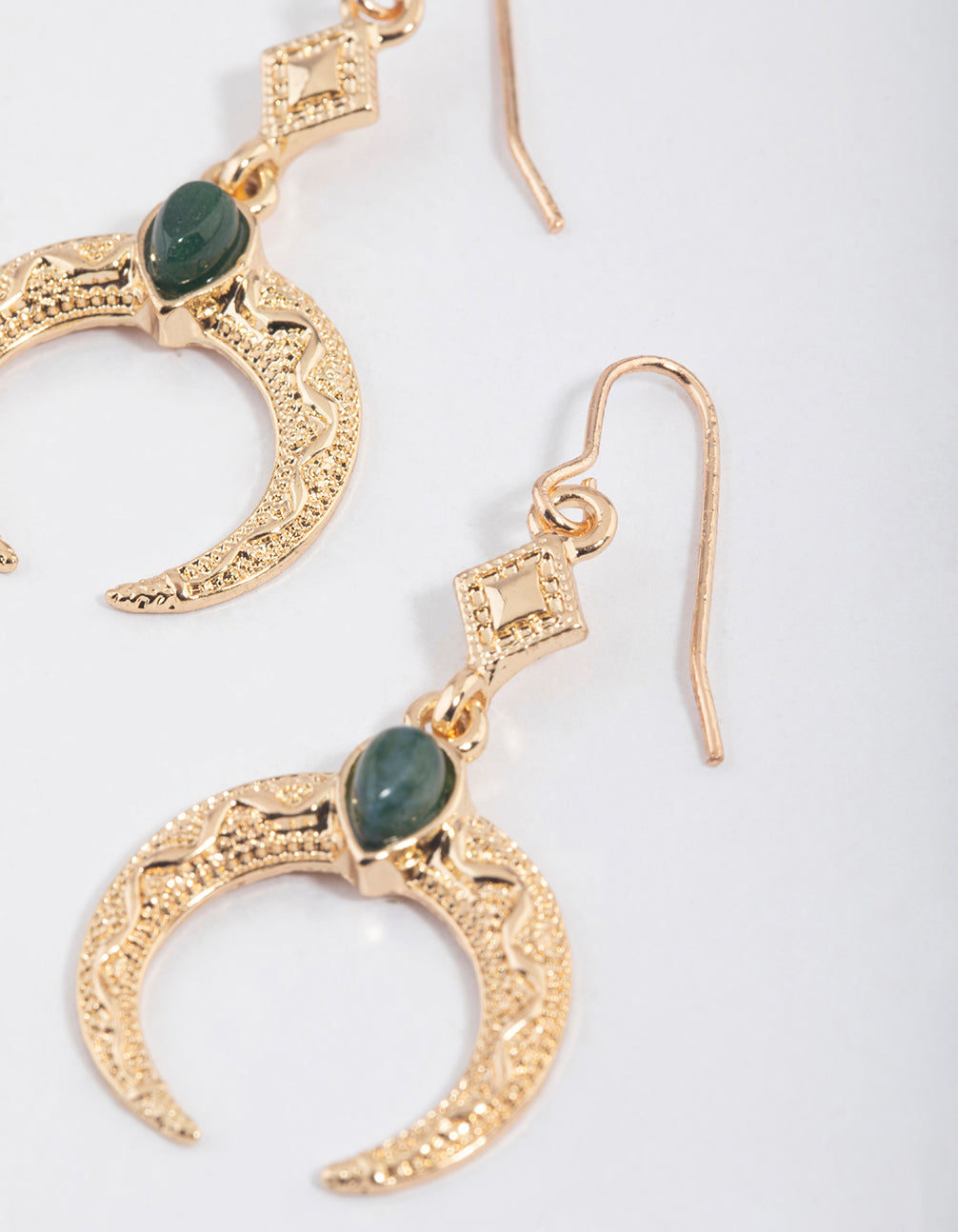 Gold Hook Crescent Earrings