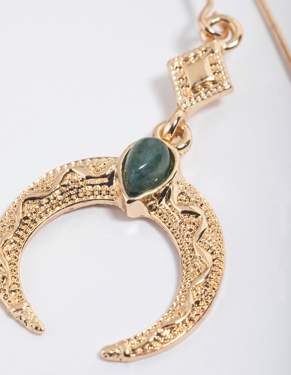 Gold Hook Crescent Earrings