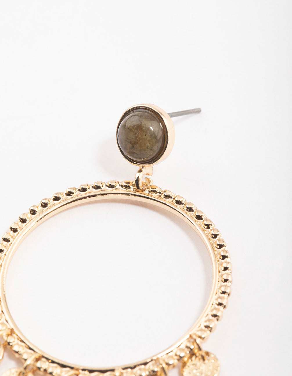 Gold & Grey Round Coin Earrings