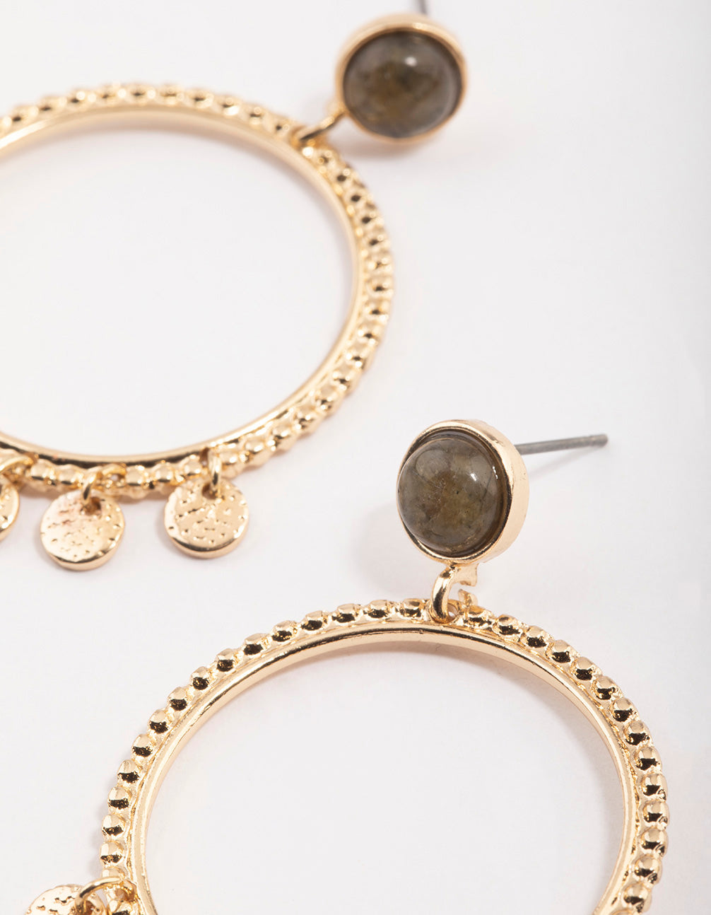 Gold & Grey Round Coin Earrings