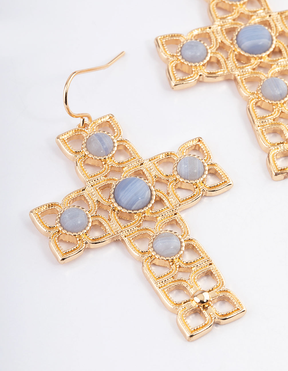 Gold Hinged Cross Earrings