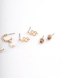 Gold Snake Freshwater Pearl Stacker Earrings - link has visual effect only